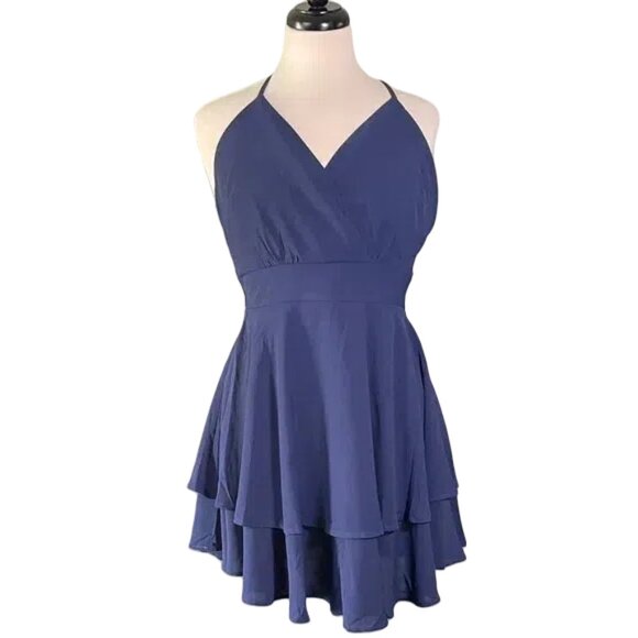Source Unknown Blue Halter Mini Dress - Picture 1 of 4